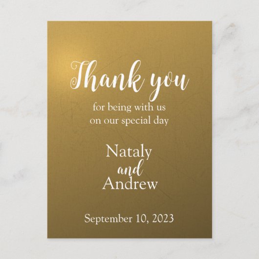 Metallic gouden dank je wel briefkaart (Voorkant)