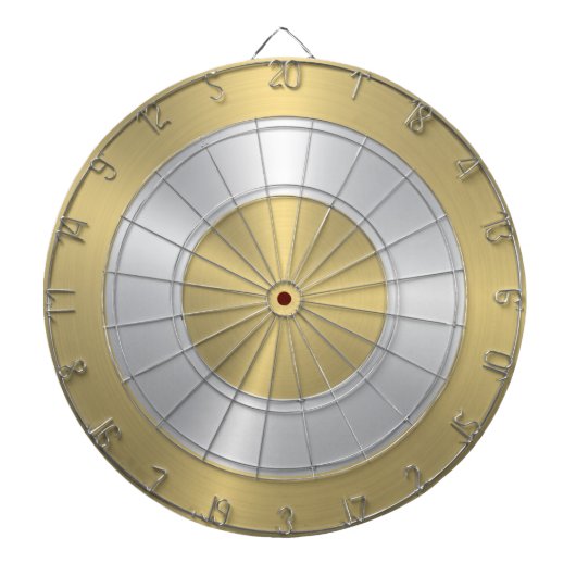 Metallic gouden en zilveren cirkels dartbord (Voorkant)