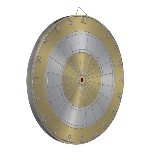 Metallic gouden en zilveren cirkels dartbord (Voorkant Links)