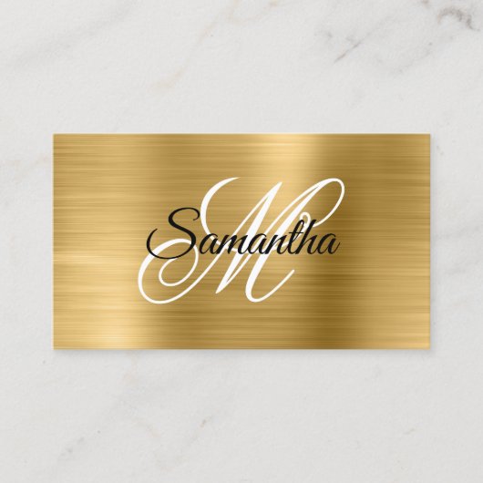Metallic Gouden Fancy Monogram Visitekaartje (Voorkant)
