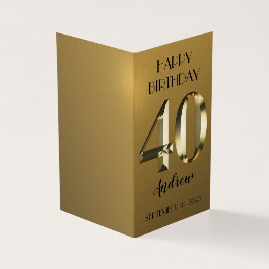 Metallic gouden folie 40e verjaardagskaart kaart (Buitenkant)