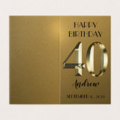 Metallic gouden folie 40e verjaardagskaart kaart (Buitenkant ongevouwen)