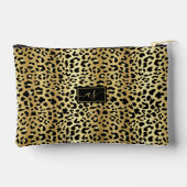 Metallic gouden folie zwart luipaard print monogra etui (Achterkant)