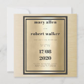 Metallic gouden gradiënt zwart typografie bruiloft kaart (Voorkant)