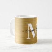 Metallic gouden handtekening Monogram Koffiemok (Voorkant links)