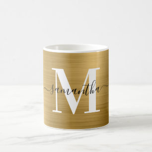 Metallic gouden handtekening Monogram Koffiemok
