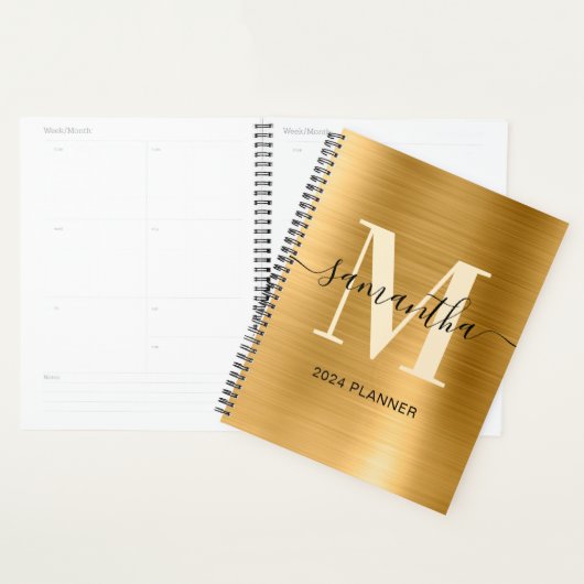 Metallic gouden handtekening Monogram Planner (Display)