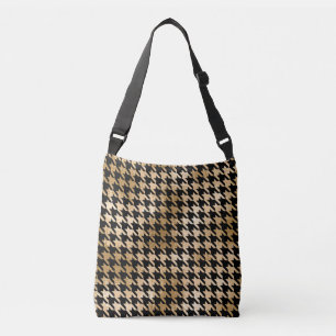 Metallic gouden honden tand, mode patroon. crossbody tas