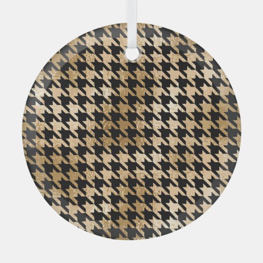 Metallic gouden honden tand, mode patroon. glas ornament (Voorkant)