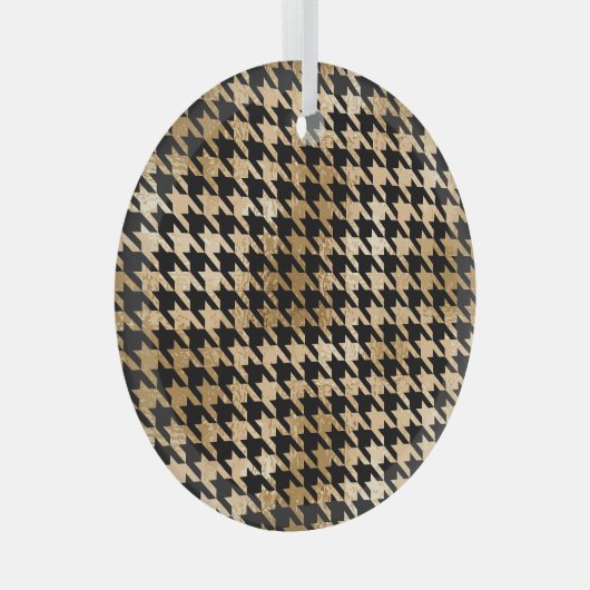 Metallic gouden honden tand, mode patroon. glas ornament (Voorkant Rechts)