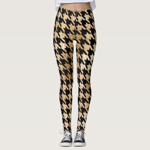 Metallic gouden honden tand, mode patroon. leggings