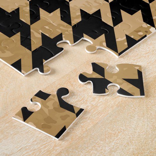 Metallic gouden honden tand, mode patroon. legpuzzel (Zijkant)