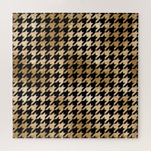 Metallic gouden honden tand, mode patroon. legpuzzel (Horizontaal)