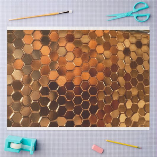 Metallic gouden honingraat patroon achtergrond tissuepapier (Craft)