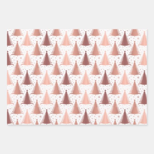 Metallic gouden kerstbomen patroon glitter inpakpapier vel (Voorkant 3)