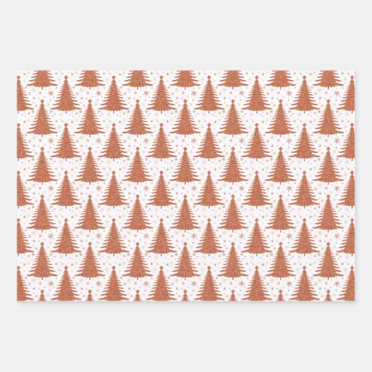 Metallic gouden kerstbomen patroon glitter inpakpapier vel (Voorkant 2)