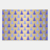 Metallic gouden kerstbomen patroon glitter inpakpapier vel (Voorkant 3)