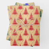 Metallic gouden kerstbomen patroon glitter inpakpapier vel (In situ)