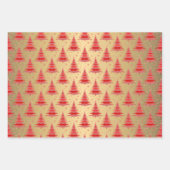 Metallic gouden kerstbomen patroon glitter inpakpapier vel (Voorkant)