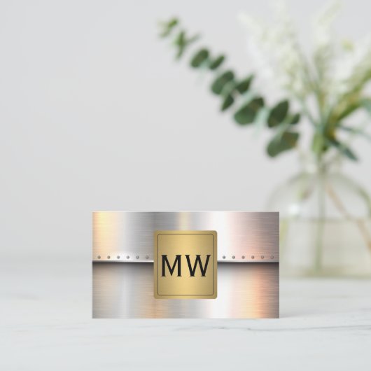 Metallic gouden label monogram | Industriële klink (Staand voorkant)