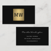 Metallic gouden label monogram zwart (Voorkant / Achterkant)