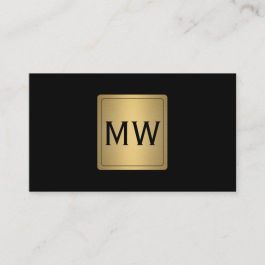 Metallic gouden label monogram zwart (Voorkant)