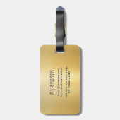 Metallic gouden look Glam Sjabloon Modern Monogram Bagagelabel (Achterkant verticaal)