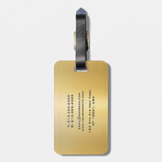 Metallic gouden look Glam Sjabloon Modern Monogram Bagagelabel (Achterkant verticaal)