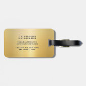 Metallic gouden look Glam Sjabloon Modern Monogram Bagagelabel (Achterkant horizontaal)