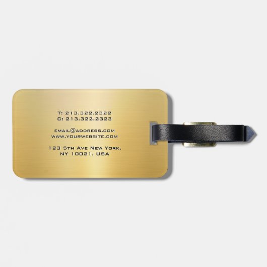 Metallic gouden look Glam Sjabloon Modern Monogram Bagagelabel (Achterkant horizontaal)