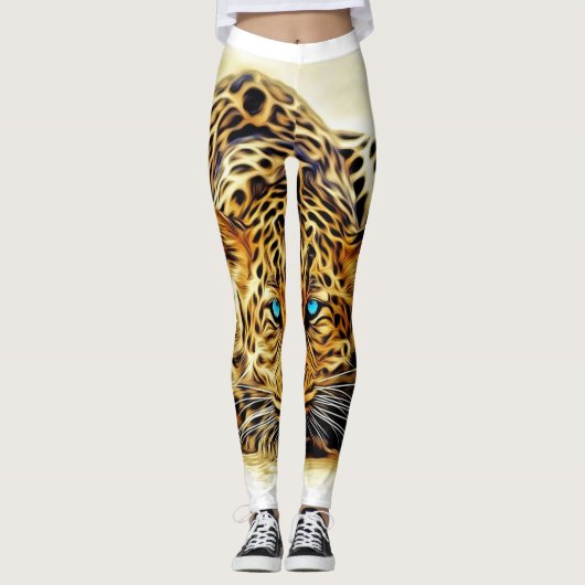 Metallic gouden luipaard Leggings & yogabroek (Voorkant)