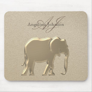 Metallic Gouden Olifant Klasse Elegant Met Initiaa Muismat