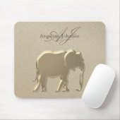 Metallic Gouden Olifant Klasse Elegante Monogramme Muismat (Met muis)
