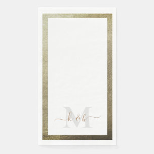 Metallic Gouden Script Monogram Elegante Trouw Servet