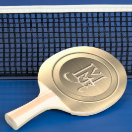 Metallic Gouden Staal Gegraveerde Monogram Tafeltennisbatje
