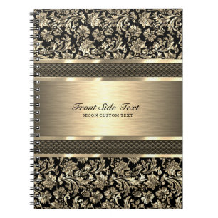Metallic gouden textuur  bloemdamast notitieboek