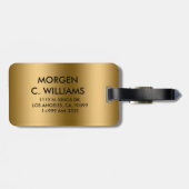 Metallic gouden textuur monogram bagagelabel (Achterkant horizontaal)