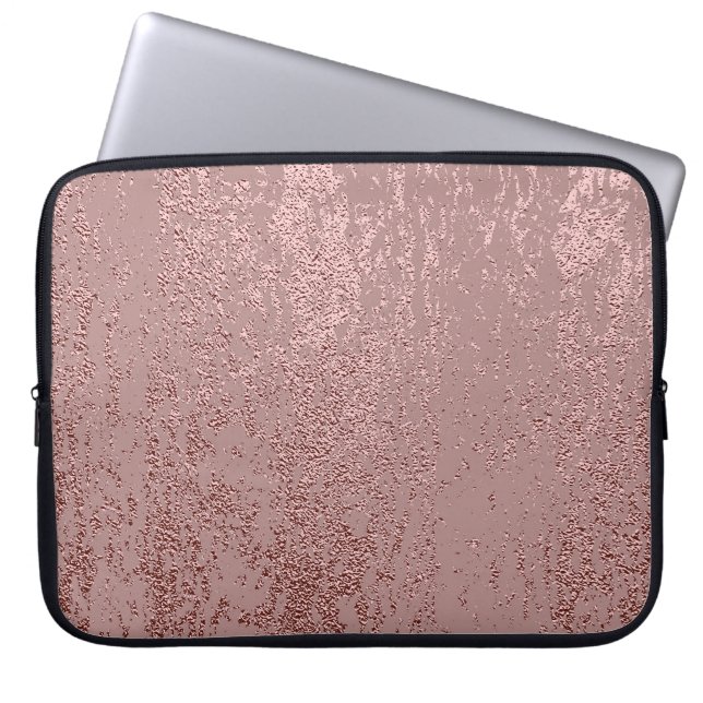 Metallic gouden textuur, roos kwarts. laptop sleeve (Voorkant)