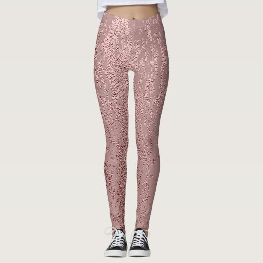 Metallic gouden textuur, roos kwarts. leggings (Voorkant)