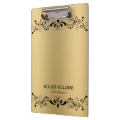 Metallic gouden textuur & zwart bloemenkant klembord (Links)