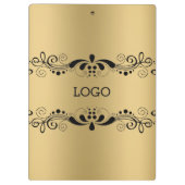 Metallic gouden textuur & zwart bloemenkant klembord (Achterkant)