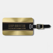 Metallic gouden tinten roestvrij staal look bagagelabel (Voorkant horizontaal)