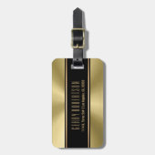 Metallic gouden tinten roestvrij staal look bagagelabel (Voorkant verticaal)