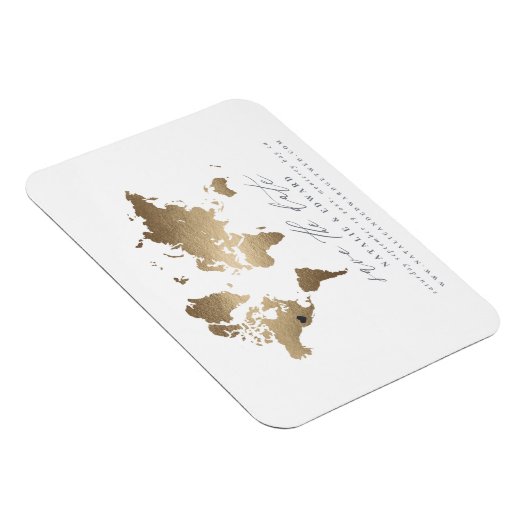 Metallic gouden wereldkaart bruiloft magneet (Rechterzijde)