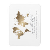 Metallic gouden wereldkaart bruiloft magneet (Verticaal)