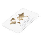 Metallic gouden wereldkaart bruiloft magneet (Linkerzijde)