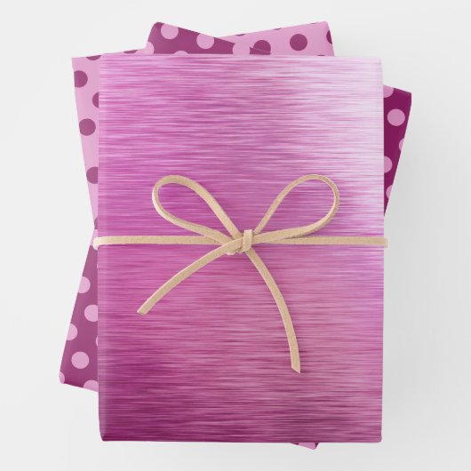 Metallic Grape Paars Pink Berry Dot Kerstmis Inpakpapier Vel (In situ)