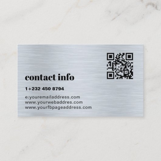 Metallic Gray Texture Simple Hello Visitekaartje (Achterkant)