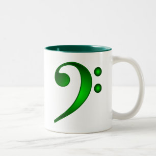 Metallic Green Bass Clef Tweekleurige Koffiemok