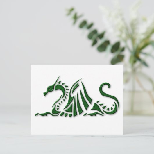 Metallic Green Dragon Briefkaart (Staand voorkant)